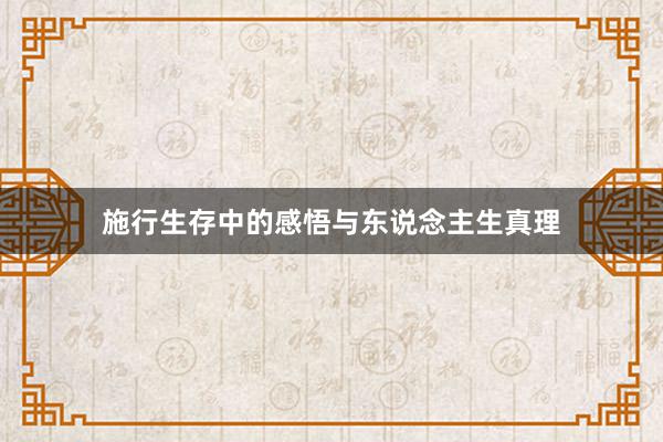 施行生存中的感悟与东说念主生真理